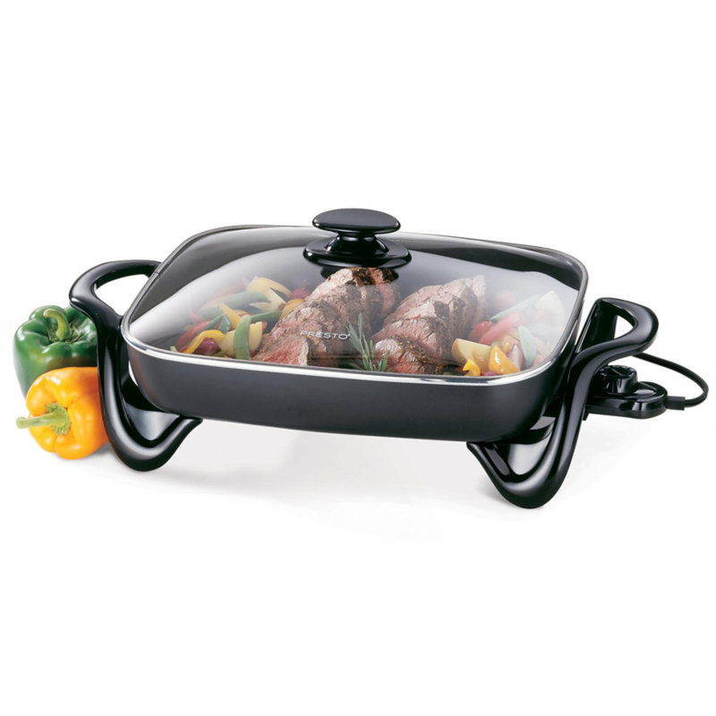 Presto Electric Skillet with Glass Lid, Nonstick Multi-Cooker, 16 Inch, Black