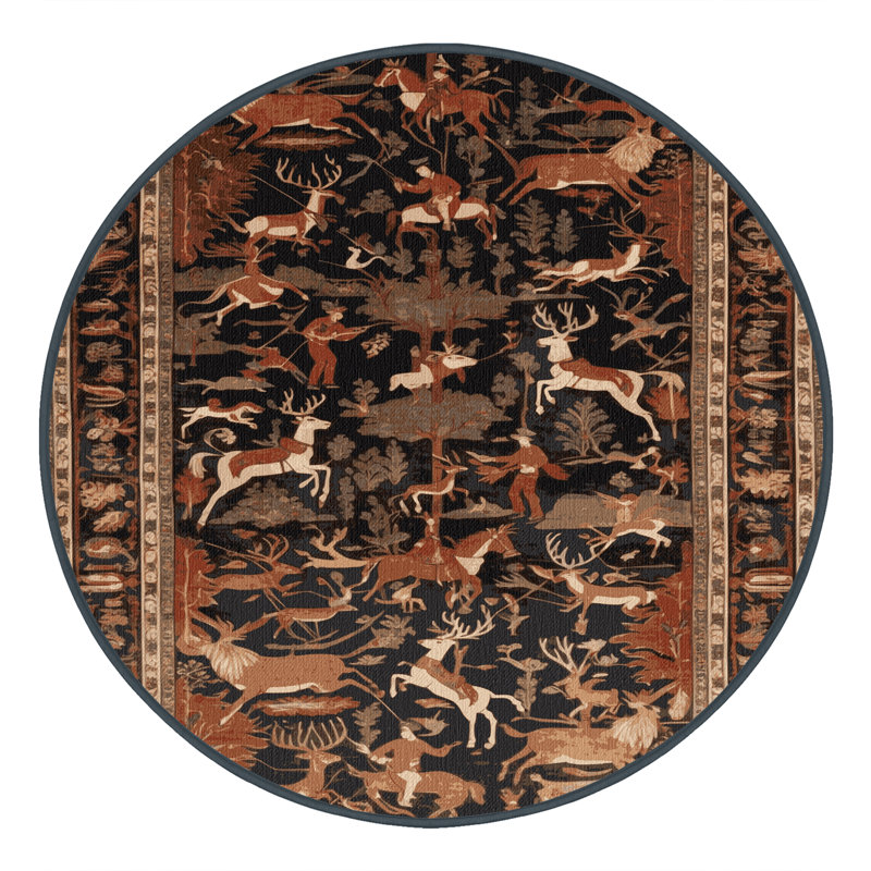 Tapis brun lavable à la machine, Rond 3 pi