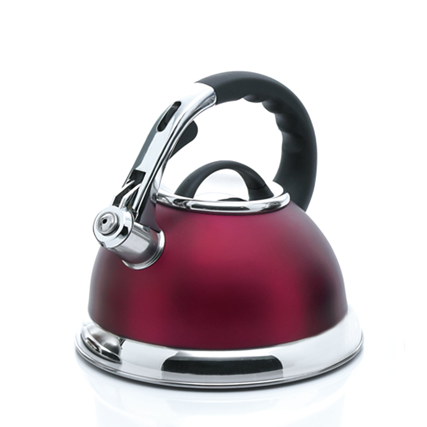Viking 2.6-Quart Red Stainless Steel Whistling Kettle with 3-Ply