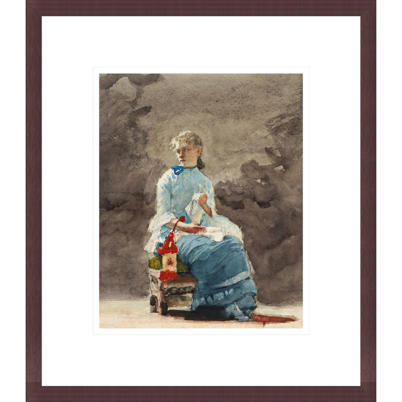 «Woman Sewing» par Winslow Homer - impression giclée encadrée, H 15,77 po x l 13,75 po