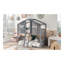 Twin Over Twin House Bunk Bed With Ladder, Wood Bed-Grey