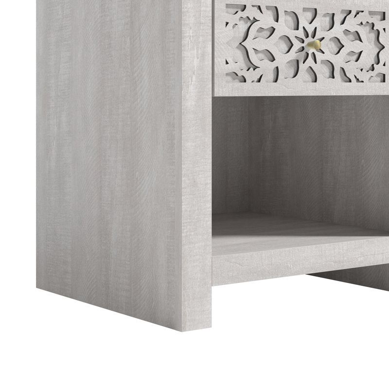 Lukasik Contemporary Boho 1 Drawer Nightstand, Dusty Gray Oak