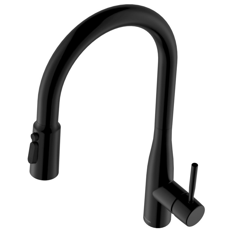 Karran Pull-Down Kitchen Faucet with Interchangeable Sprayers, Multi-Function Spray, High-Arc Design in Matte Black
