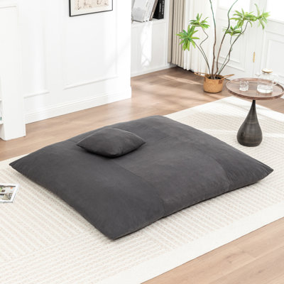 Fauteuil à billes en velours côtelé gris, housse amovible, sans assemblage, idéal pour lire une chaise de salle de jeu, couleur grise, peau, mousse douce, balcon idéal pour s'asseoir et se détendre