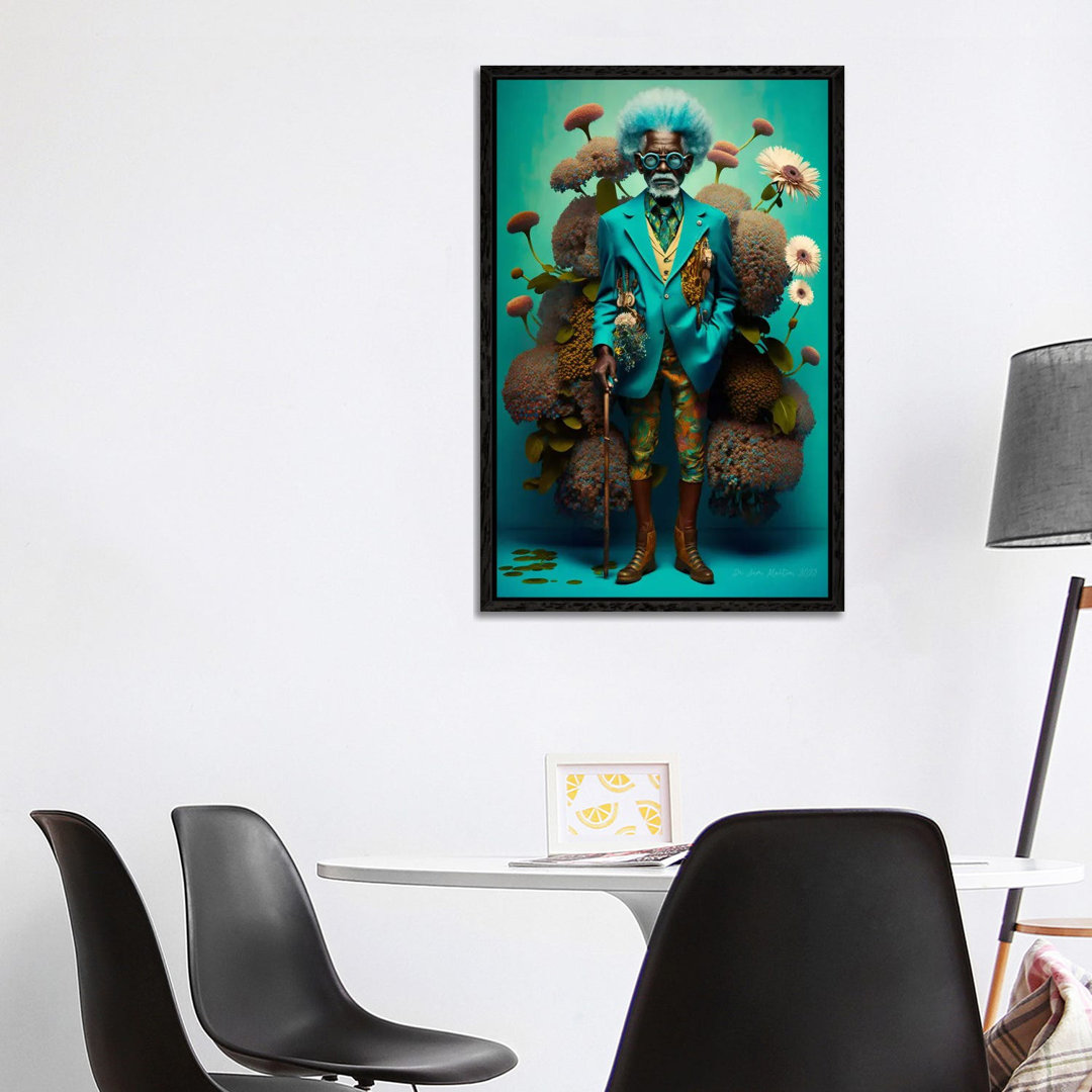 Retro Futurist African Grandpa - Mushrooms VIII von Digital Wild Art - Gallery-Wrapped Canvas Giclée