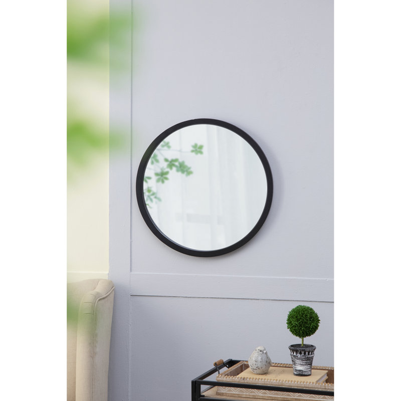 Miroir mural rond en bois, Noir