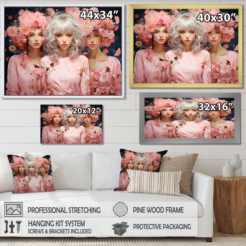 Perruques fantaisistes - Portrait sur toile, Cadre flottant noir, H 12 po x l 20 po x P 1 po