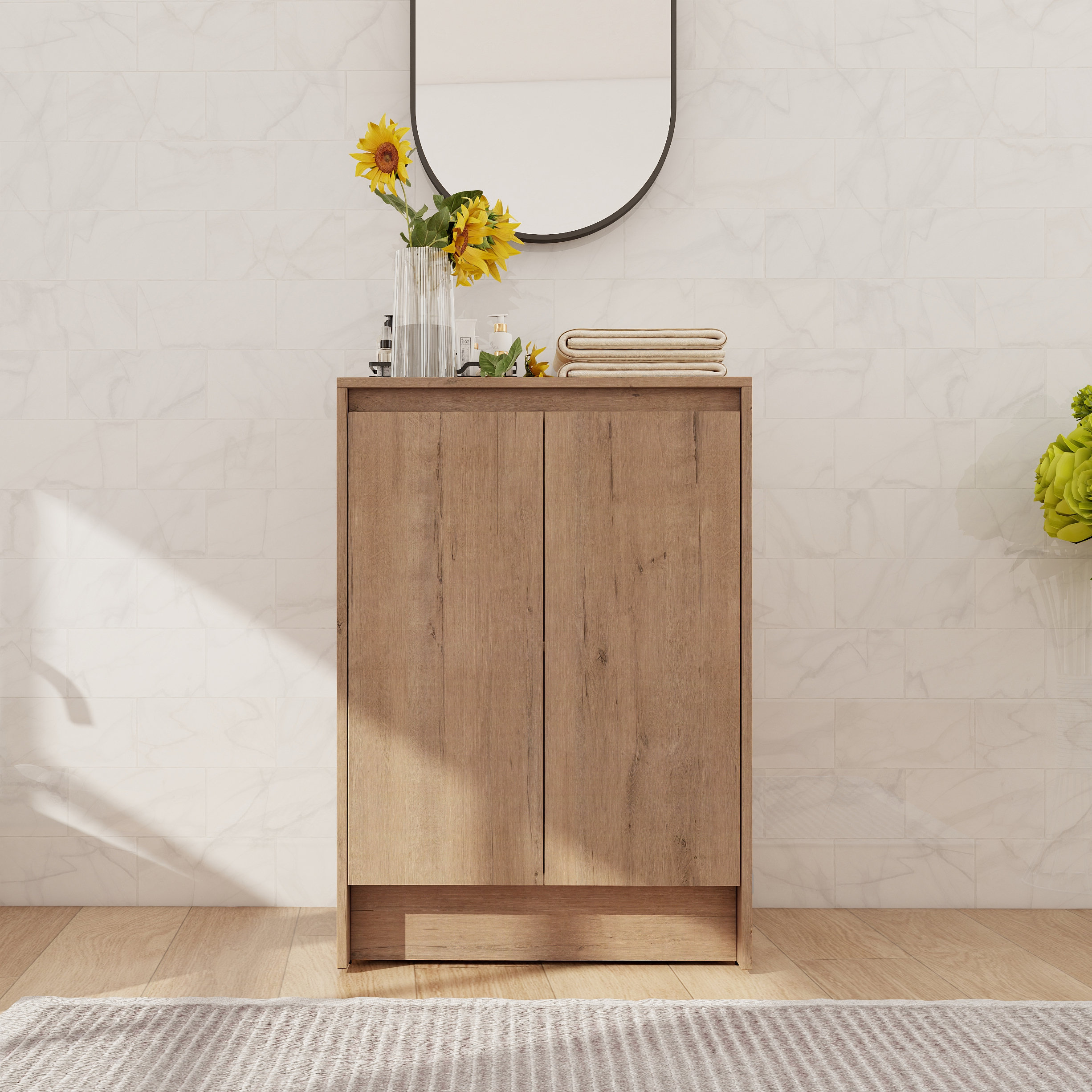 Hokku Designs 24" Freestanding Bathroom Side Cabinet With Soft Close Door And Shelf | Wayfair