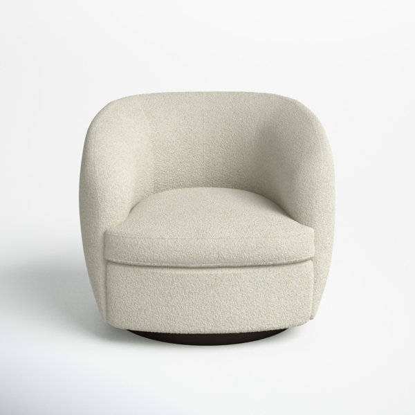 Marcy Upholstered Swivel Barrel Chair Joss & Main Fabric: White