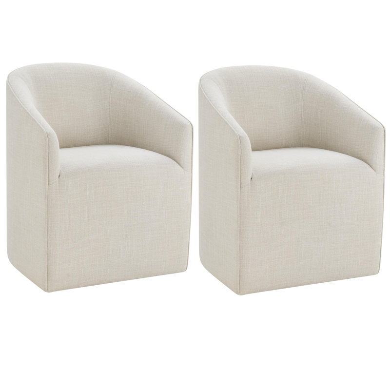 Caster Dining Chair ( Set of 2 ), Effie Linen Performance Linen