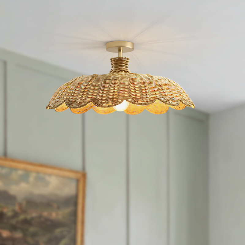 Plafonnier encastré Aurelia Rattan, H 8 po x l 18 po x P 18 po