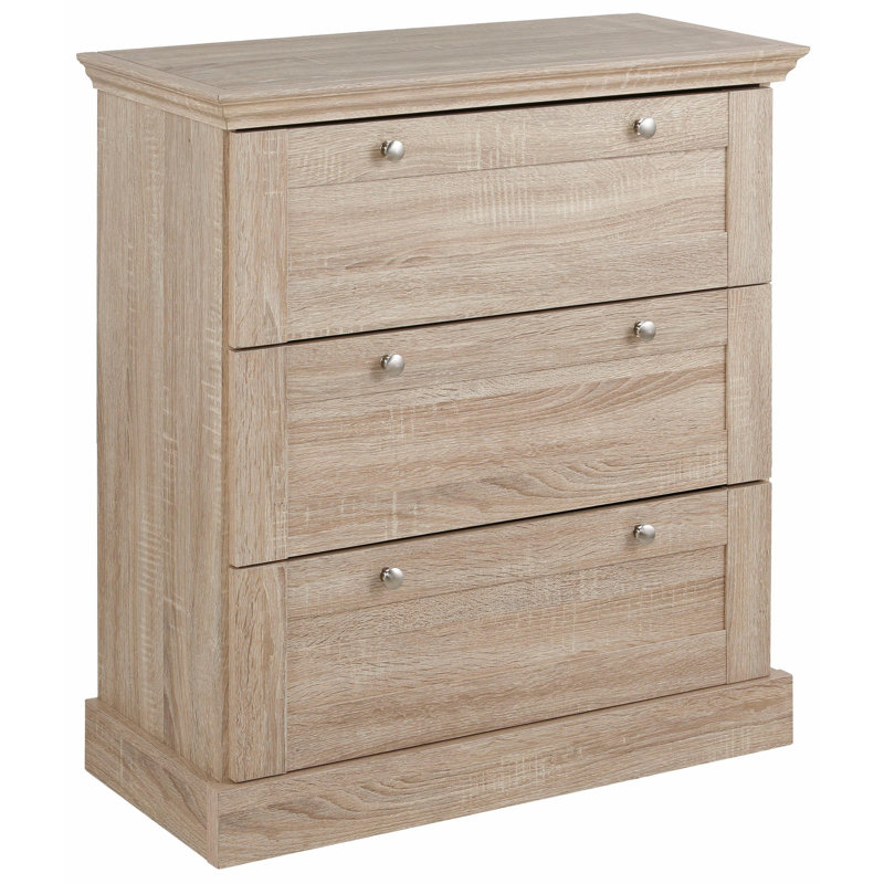 Rawls Solid Wood 75cm W 3 - Drawer Chest of Drawers, Oak