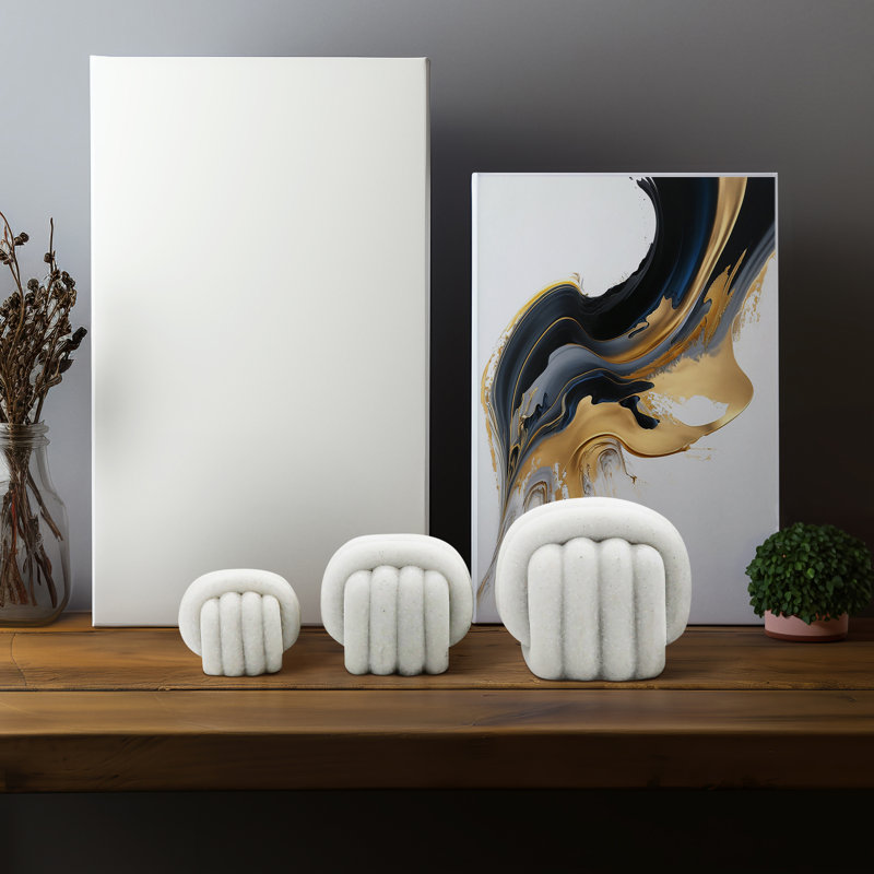 Neutral Modern 3 Piece Kimani Knotted Square Sculpture Set