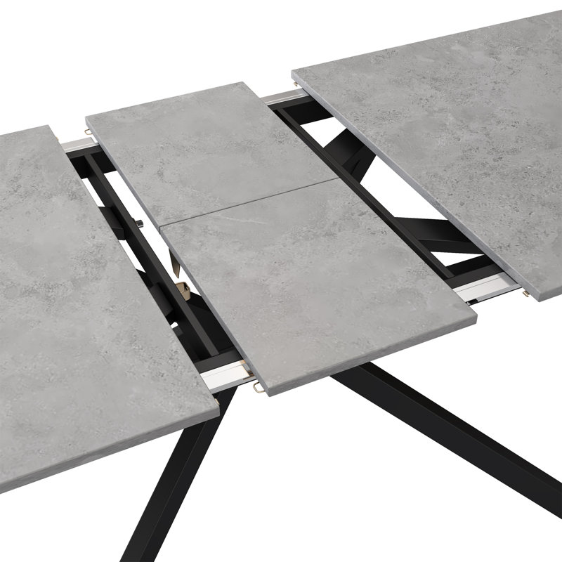Extendable Dining Table Black With Desktop, Grey