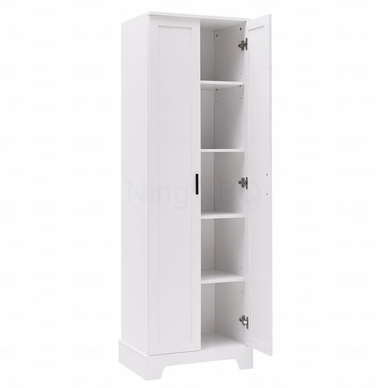 Storage Cabinet With 2-Doors For Bathroom, Office, Adjustable Shelves, MDF Board, White
