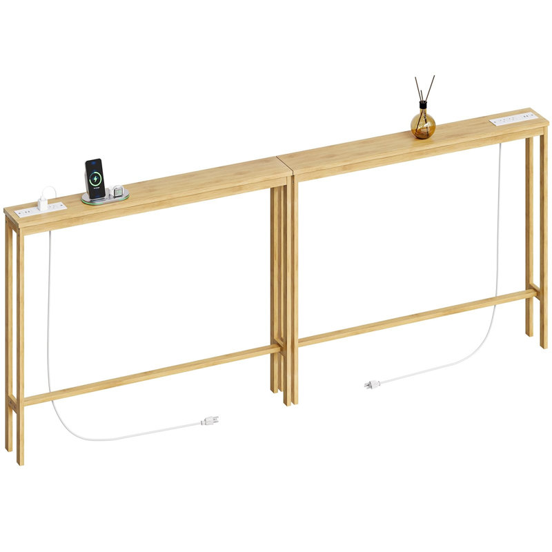 Console étroite en bambou, table d'appoint de 15 cm (5,9 po) à placer derrière un canapé., P 5,9 po x l 78,8 po x H 31,5 po