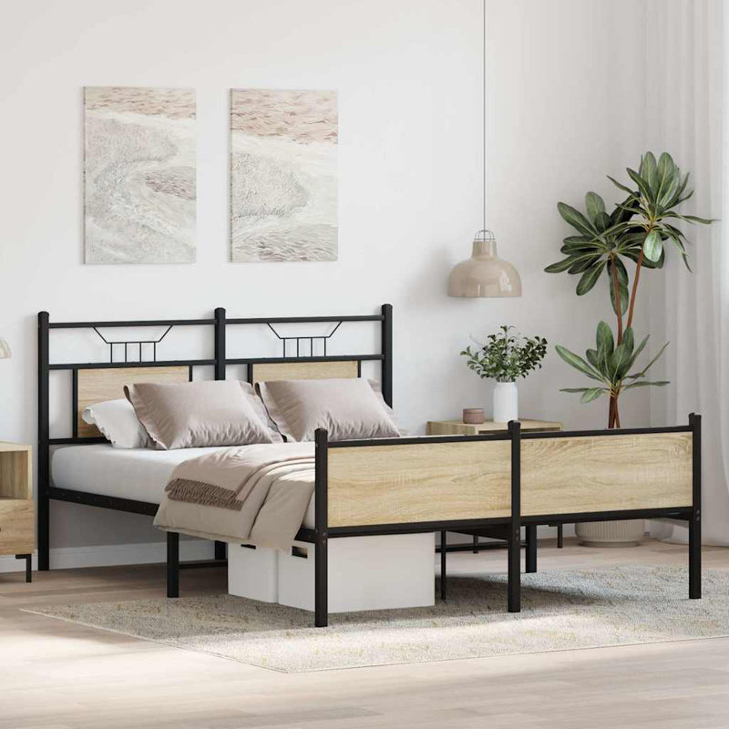 Bed Frame Without Mattress Engineered Wood, Sonoma Oak, European Double (140 x 200cm)