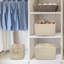 Ensemble de 3 paniers de rangement en corde - Paniers rectangulaires en coton tissé de taille moyenne avec poignées, bacs de rangement décoratifs pliables pour jouets, livres, serviettes, vêtements, chambre de bébé et garde-robe (couleur unie classique)