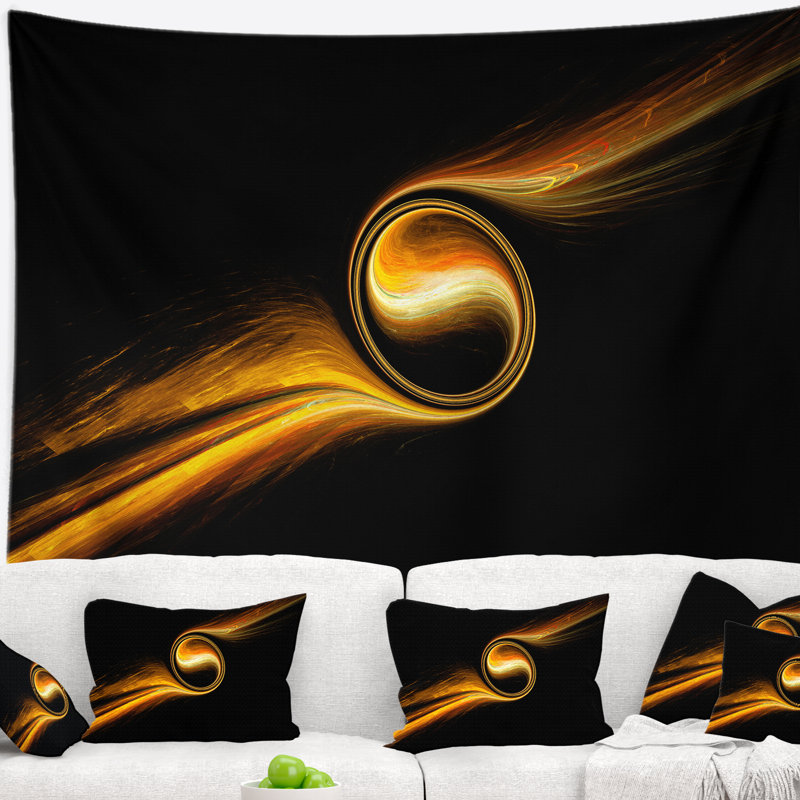 Tapisserie de motif jaune danse 3d, H 50 po x l 60 po
