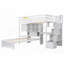 Lit mezzanine simple avec bureau intégré et escalier, sans sommier, bois de pin massif, l 94,4 po x l 92 po x H 67,5 po-1651724367