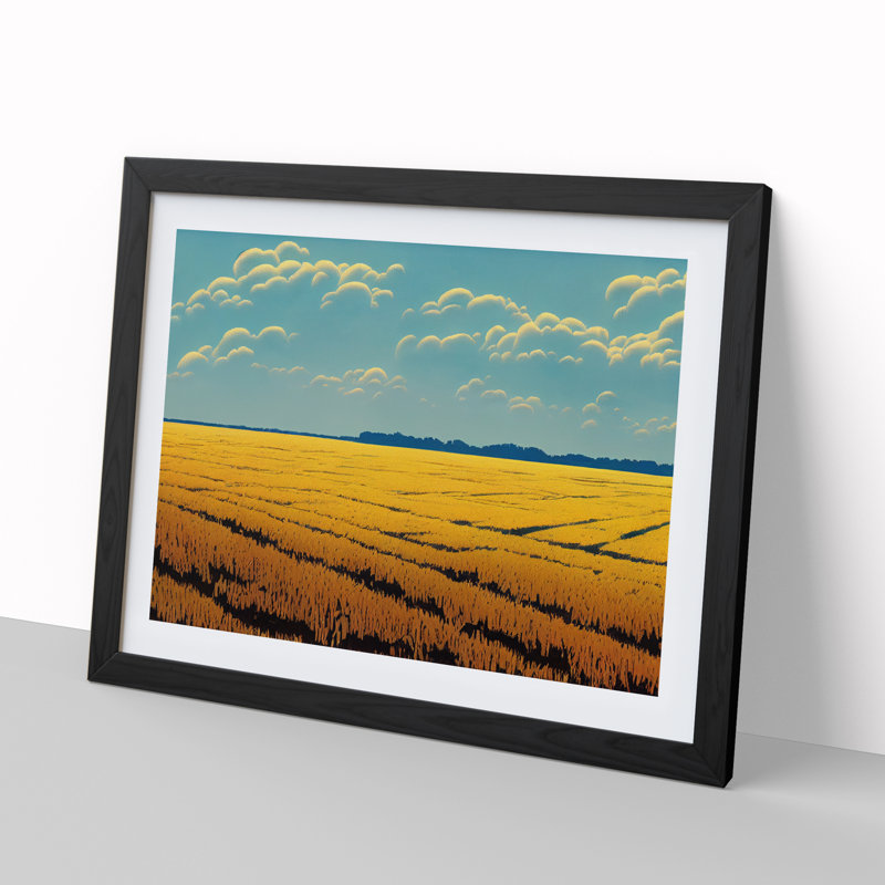 Traditional Wheat Field - Single Picture Frame Print, Black Framed, 25cm H x 34cm W x 2cm D