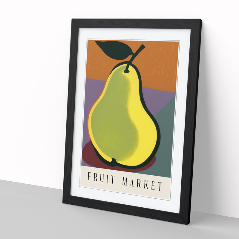 Pear Fruit Market Exhibition Vol.1 - Single Picture Frame Print on Wood, 64cm H x 46cm W x 2cm D
