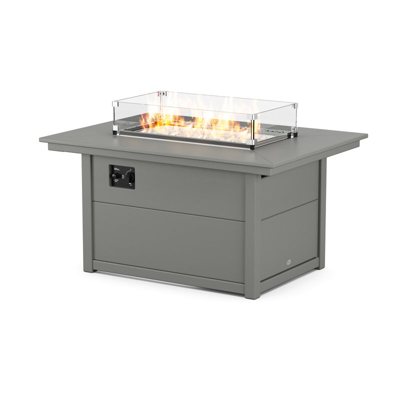 Foyer de table rectangulaire en polyrésine sans fumée avec réservoir de carburant caché POLYWOOD, Gris ardoise