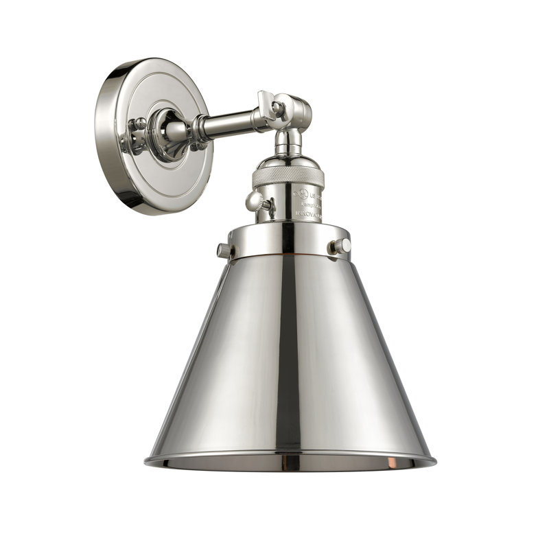 Applique murale articulée à 1 lumière à intensité variable Donovan, Ampoule DEL rétro de 3,5 watts, Nickel poli, Nickel poli