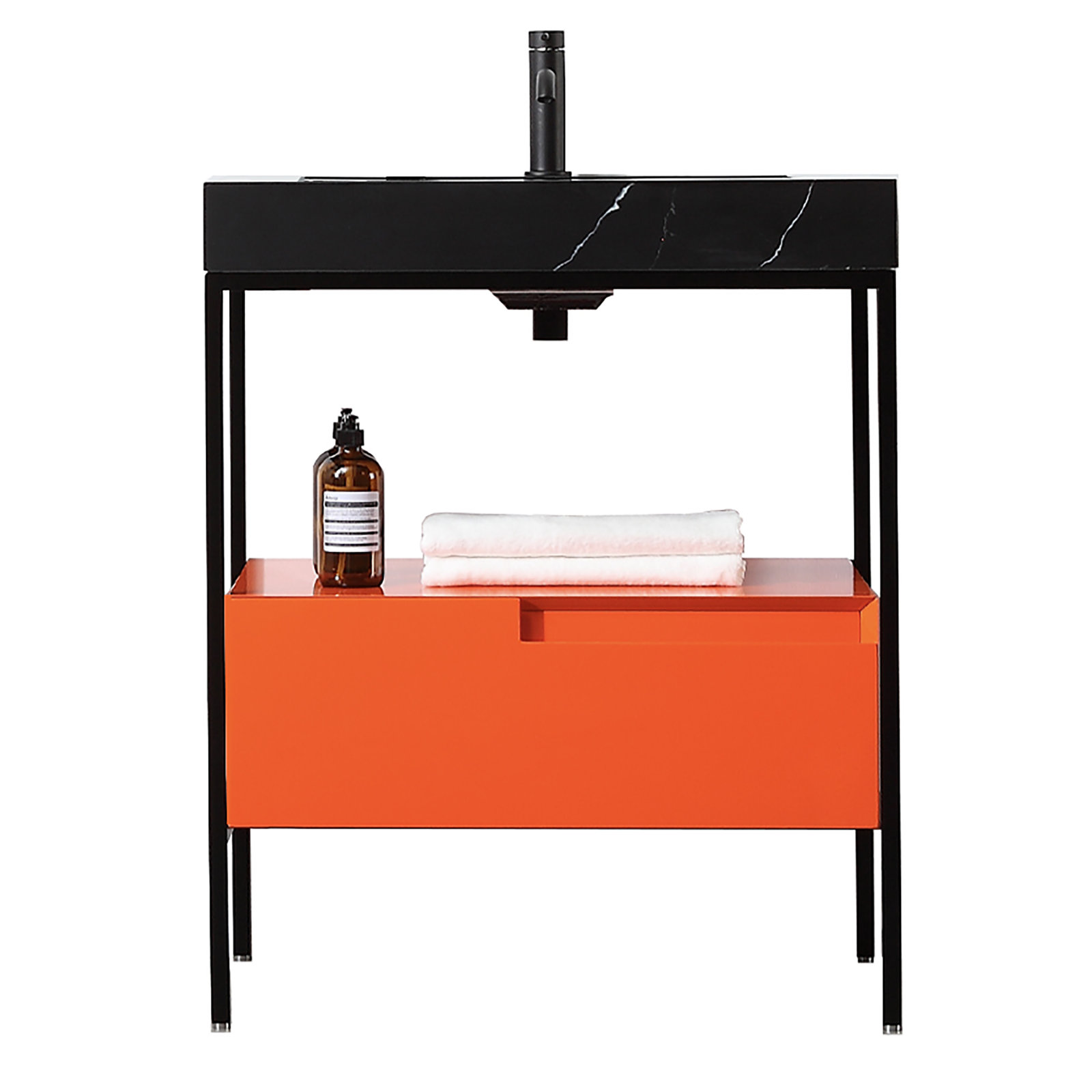 Armida 30" Cedar Single Bathroom Vanity, Red Amber, Black, Black
