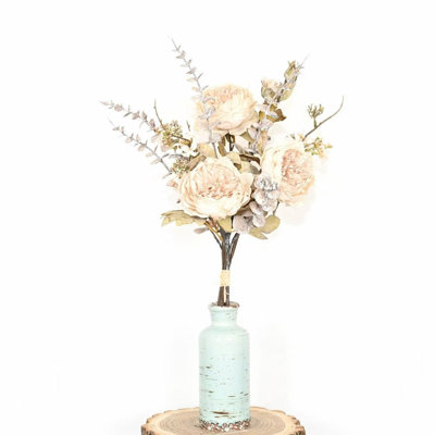 Arrangement floral de pivoines artificielles de 26 po dans un vase de remplissage, branche d'automne, longue tige de feuilles pour le jour de Noël, décoration de table de centre de table de bureau à domicile