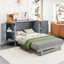 Lit escamotable double avec rangement caché et motif tissé moderne, gris-1955194496-1955194503