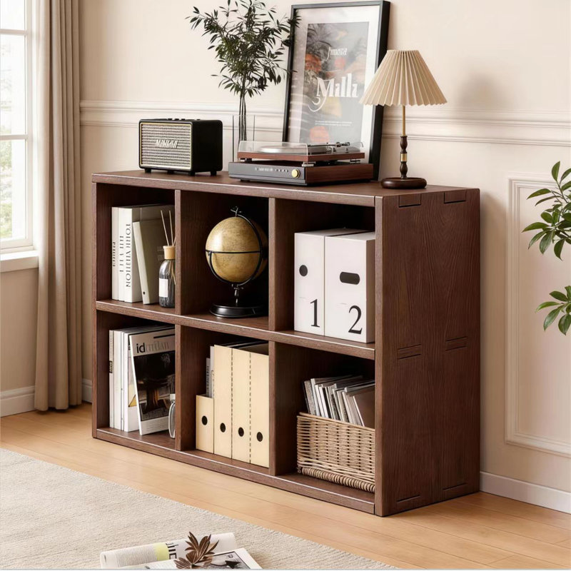 Farmhouse 6-Cube Bookcase Storage Organizer with Anti-Tip Kit for Home Office and Living Room
