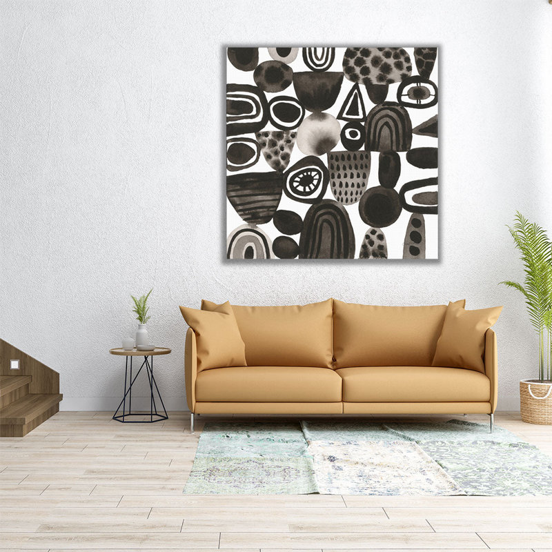 Quirky I Black and White - reproduction d'art sur toile, H 16 po x l 16 po