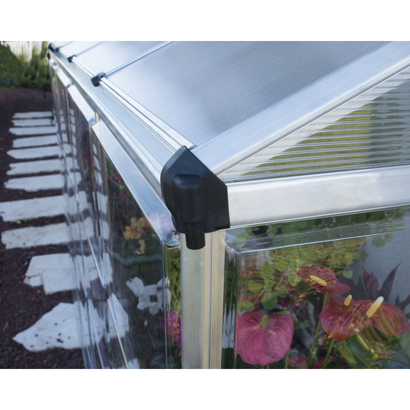 Silver Aluminum and Polycarbonate 4' x 8' Lean-To Greenhouse