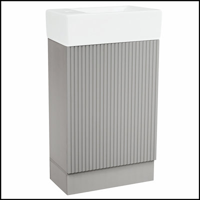 Meuble-lavabo de salle de bain en céramique durable avec lavabo et tablette réglable, parfait pour une utilisation à gauche ou à droite