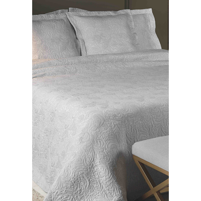 Aquavia Cotton Blend Solid Colour Bedspread, 220 x 270cm Bedspread, Silver