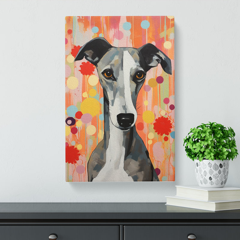 Whippet Colour Field No.2 - Wrapped Canvas, 60cm H x 40cm W x 3cm D