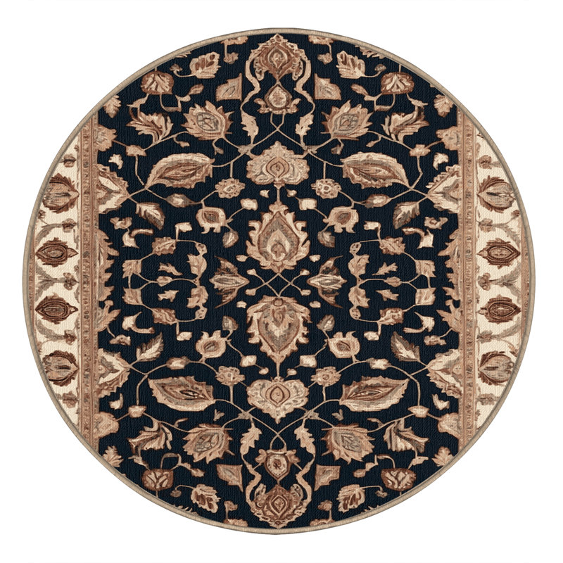 Tapis brun lavable à la machine, Rond 3 pi