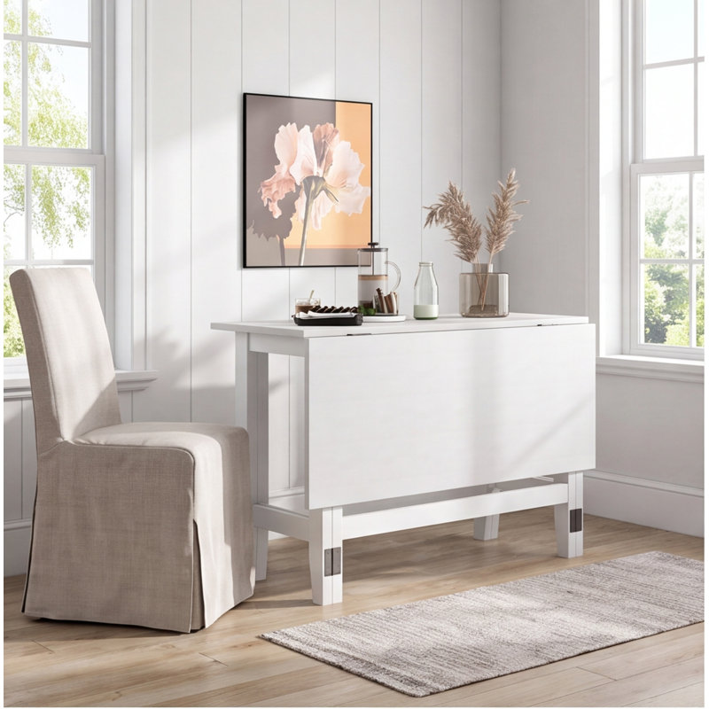 Table de salle à manger extensible avec abattant en bois massif de 47 po x 18 à 36 po x 30 po Topmax