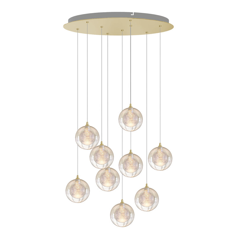 Riverdale 9 - Light Cluster Pendant, Brushed Brass