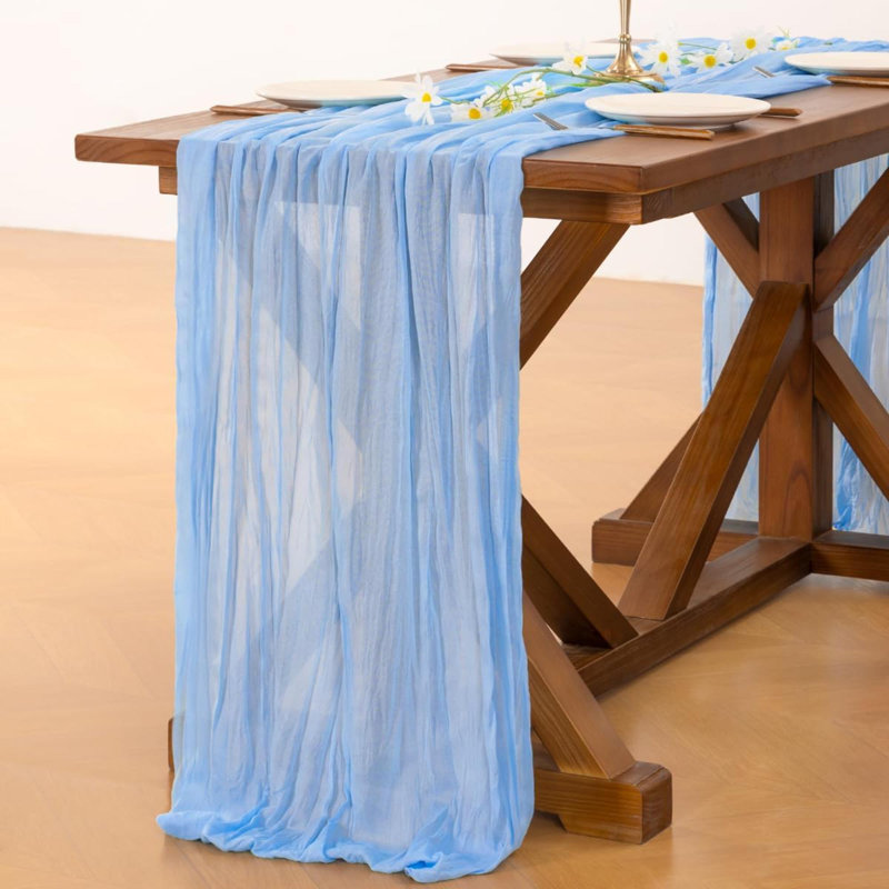 Chemin de table en étamine Cheesecloth, L 35 po x l 120 po, Bleu