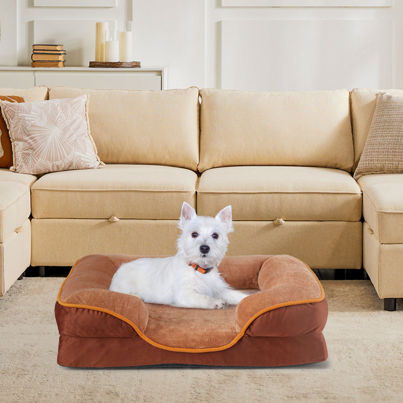 Hersche Orthopedic Pet Bed, Small (24" W x 18" D x 6.40" H), Brown