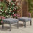 Set Of 2,  22” All-Weather Metal Patio Ottomans Thick Gray Cushions & Gray Frame-1312540239-1312540236