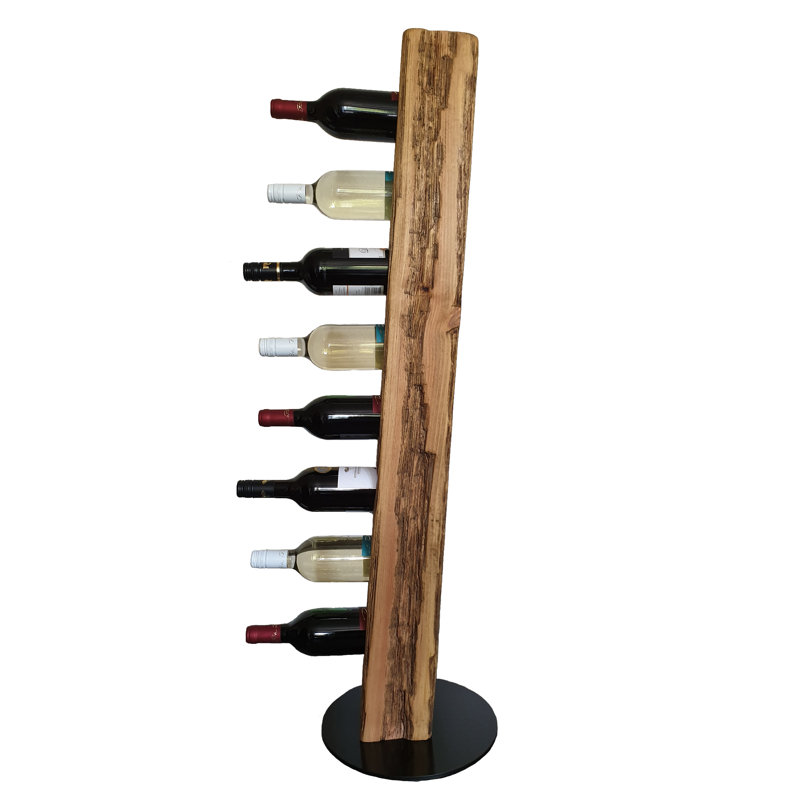 Belfry Kitchen - Rustic wine stand, wine rack, wine holder Made of solid wood; Made by hand For 8 bottles of wine; Height 113 Cm, Diameter 30 Cm; Driftwood look; Country style; Decorative unique specimen