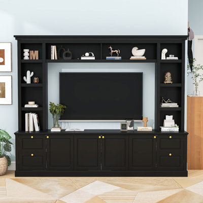 Modern Entertainment Center with Cabinets, Adjustable Shelves and Anti-Tip Protection