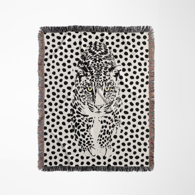 Inky Leopard Cotton Blend Blanket Throw