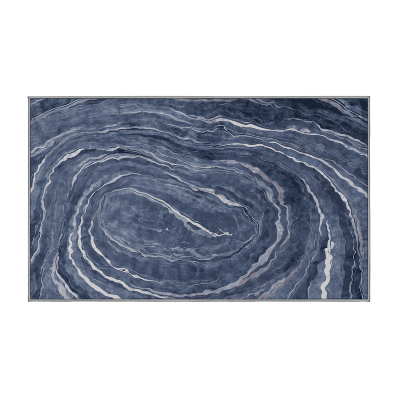 Machine Washable Gray Area Rug, Rectangle 4' x 6'
