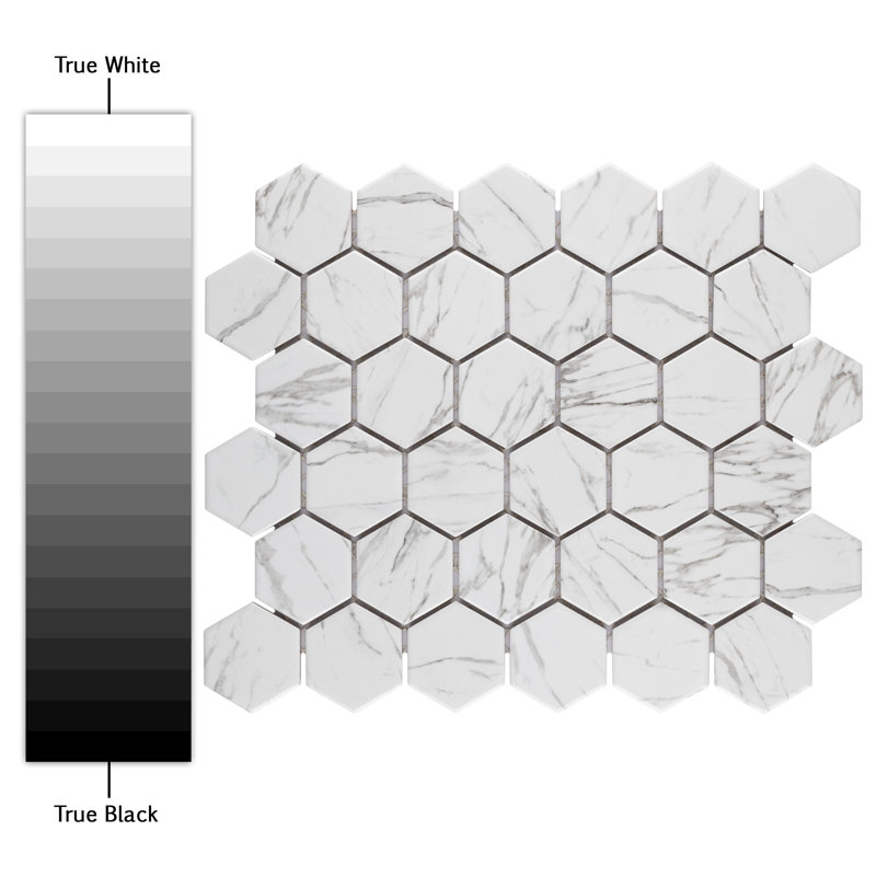 Flo 2" Hex White 11-1/8 in. x 12-5/8 in. Porcelain Mosaic Tile