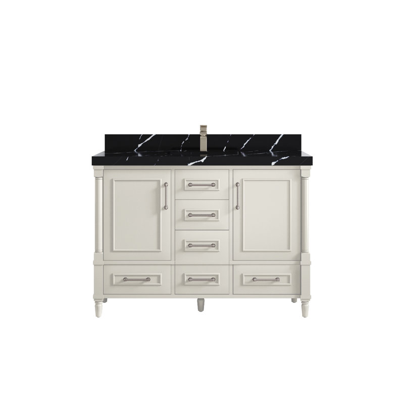 Meuble-lavabo simple avec comptoir 48 po Aberdeen, Noir Calacatta