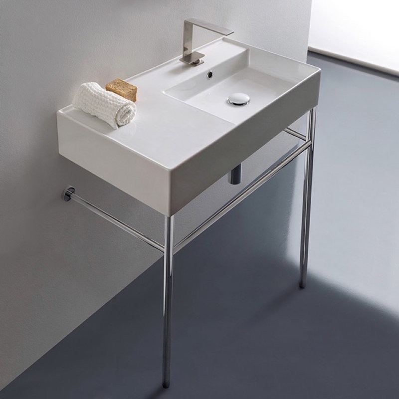 Scarabeo By Nameeks Teorema 2 17.3'' White Ceramic Rectangular Bathroom Sink with Overflow, One Hole